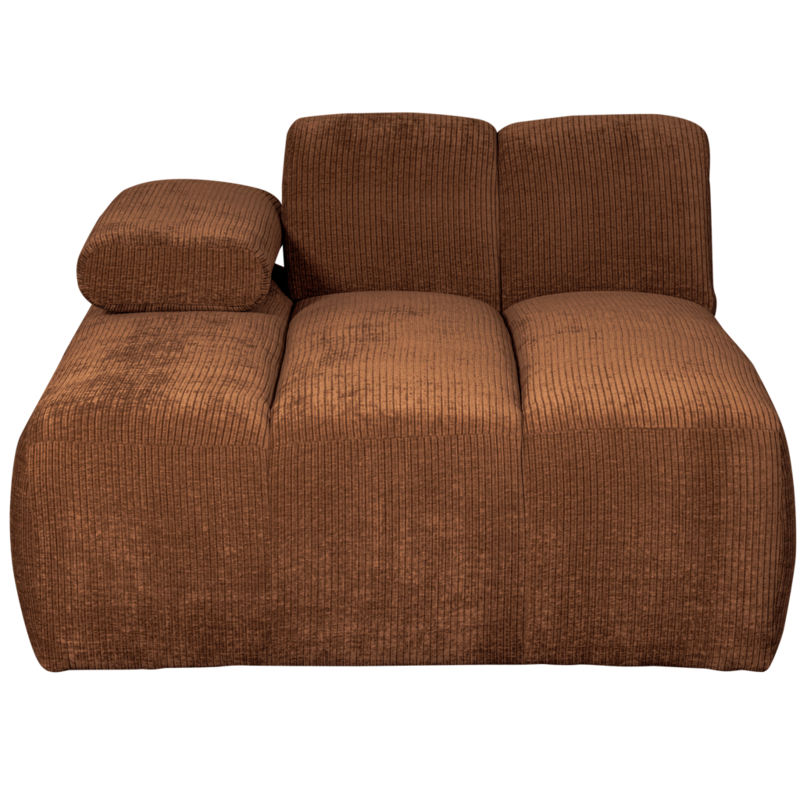 WOOOD-collectie Mojo Chaise Longue Element Links Geweven Ribstof Roest Bruin