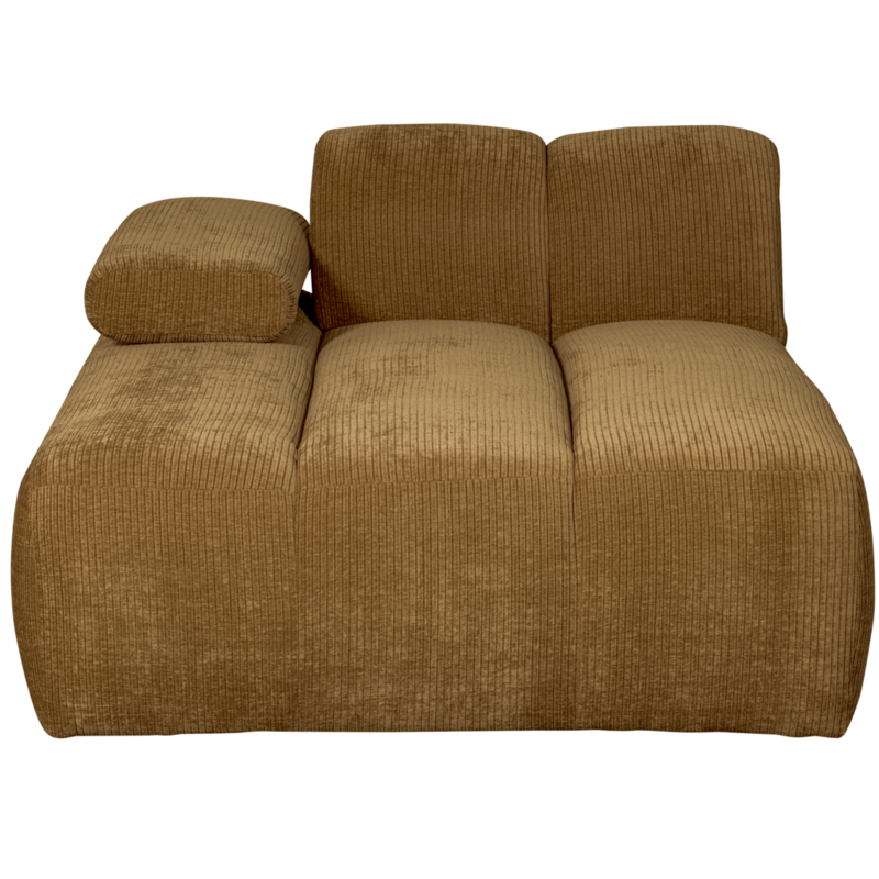 WOOOD-collectie Mojo Chaise Longue Element Links Geweven Ribstof Honing Geel