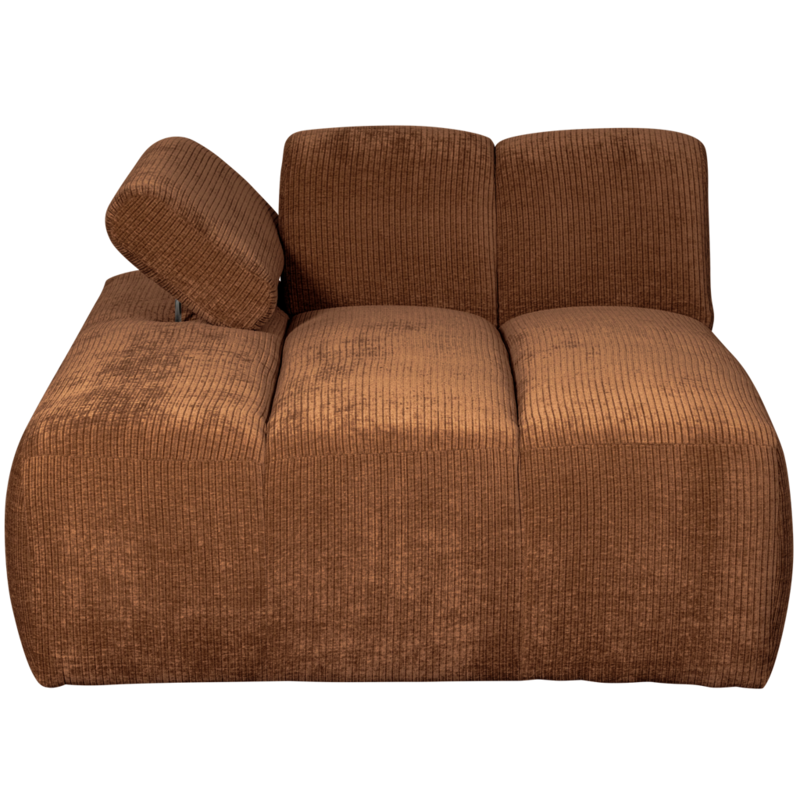 WOOOD-collectie Mojo Chaise Longue Element Links Geweven Ribstof Roest Bruin