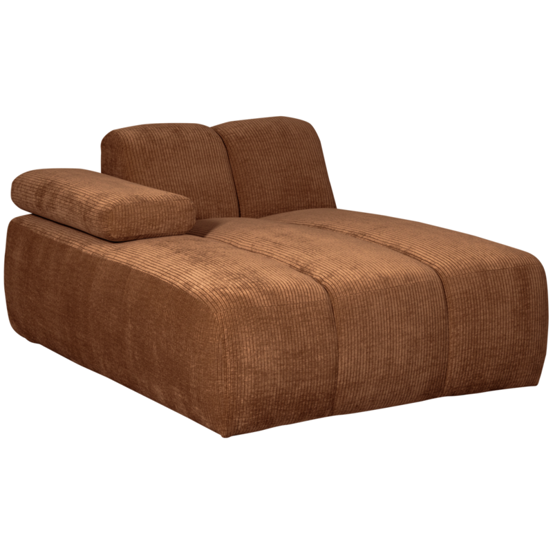 WOOOD-collectie Mojo Chaise Longue Element Links Geweven Ribstof Roest Bruin