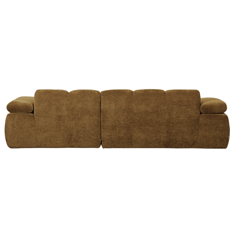 WOOOD-collectie MOJO CHAISE LONGUE RECHTS GEWEVEN RIBSTOF HONINGGEEL