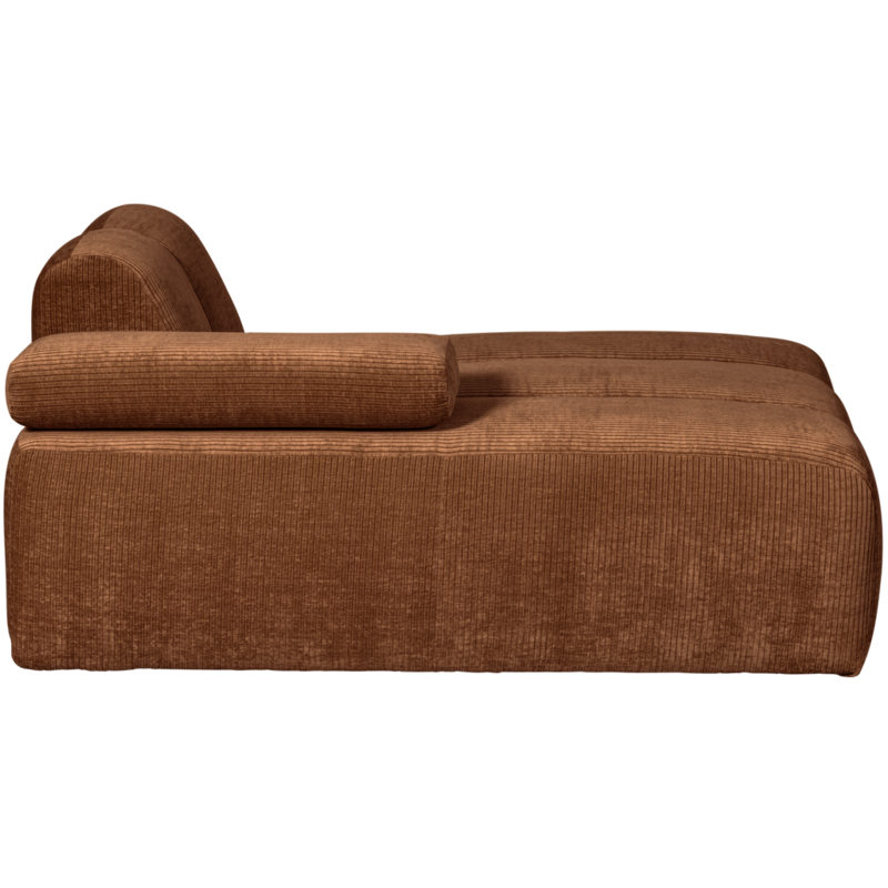 WOOOD-collectie Mojo Chaise Longue Element Links Geweven Ribstof Roest Bruin