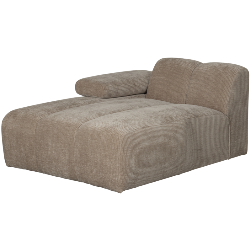 WOOOD-collectie Mojo Chaise Longue Element Links Geweven Ribstof Donker Zand