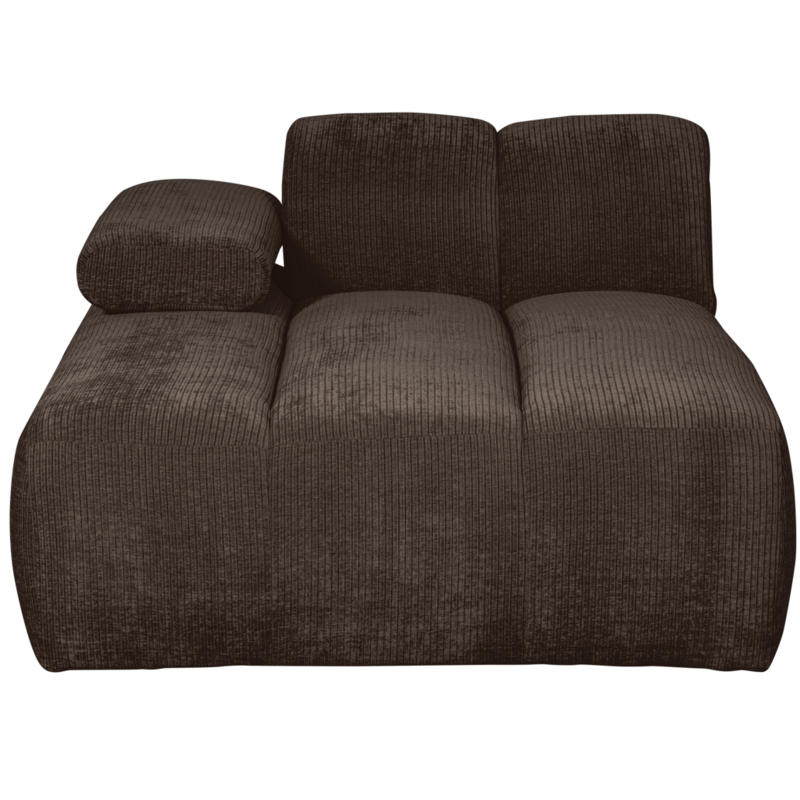 WOOOD-collectie Mojo Chaise Longue Element Links Geweven Ribstof Bruin