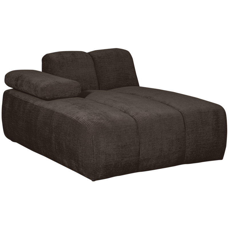 WOOOD-collectie Mojo Chaise Longue Element Links Geweven Ribstof Bruin