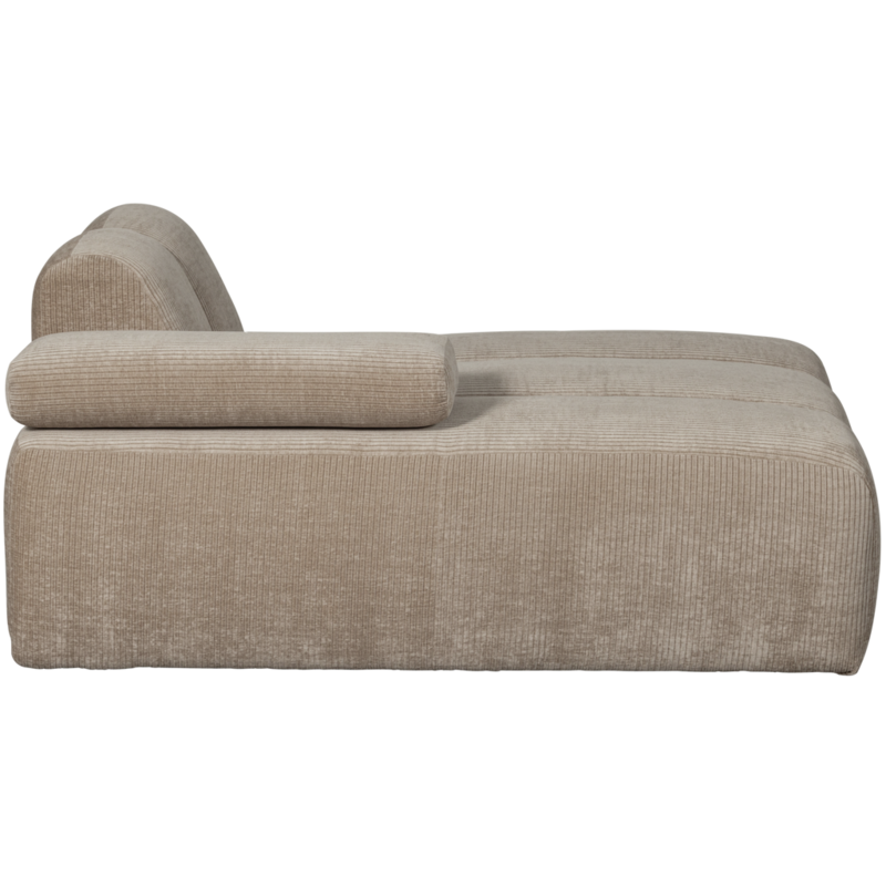 WOOOD-collectie Mojo Chaise Longue Element Links Geweven Ribstof Donker Zand