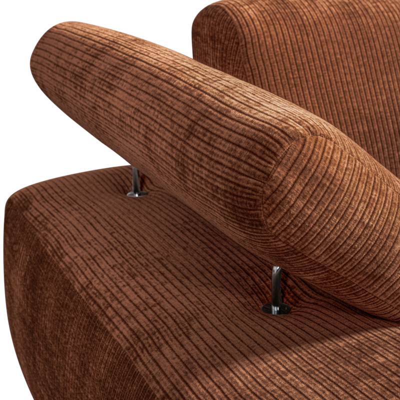WOOOD-collectie Mojo Chaise Longue Element Links Geweven Ribstof Roest Bruin