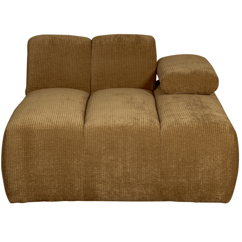 WOOOD-collectie Mojo Chaise Longue Element Rechts Geweven Ribstof Honinggeel
