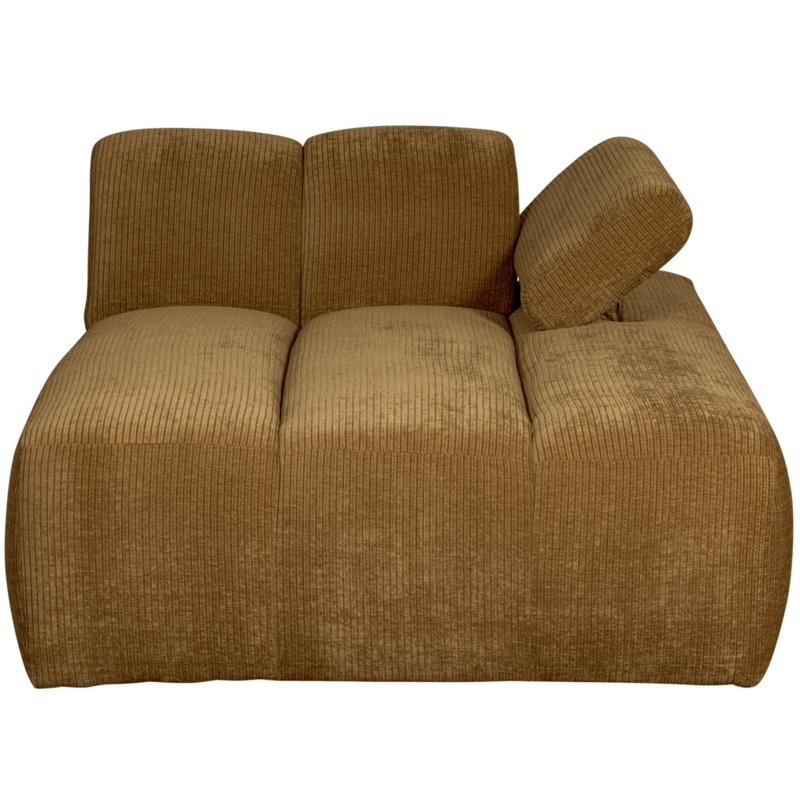 WOOOD-collectie Mojo Chaise Longue Element Rechts Geweven Ribstof Honinggeel