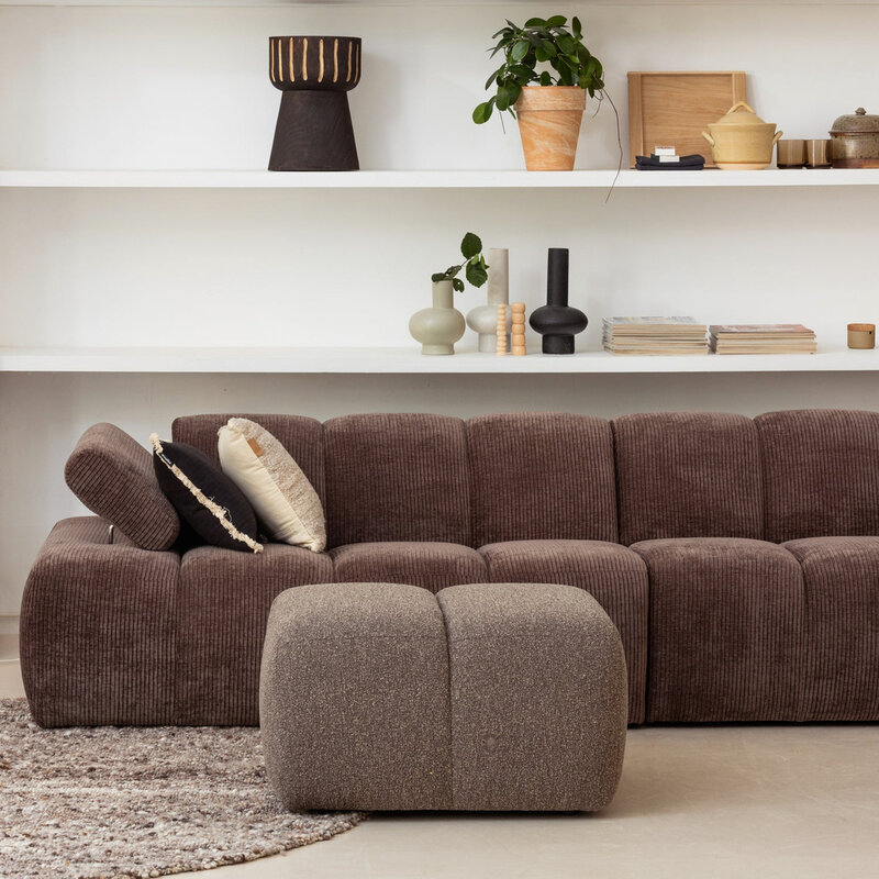 WOOOD-collectie Mojo Poef 45X80X60Cm Boucle Bruin Melange
