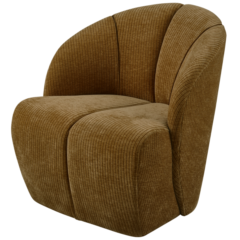 WOOOD-collectie Mojo Draaifauteuil Geweven Ribstof Honing Geel