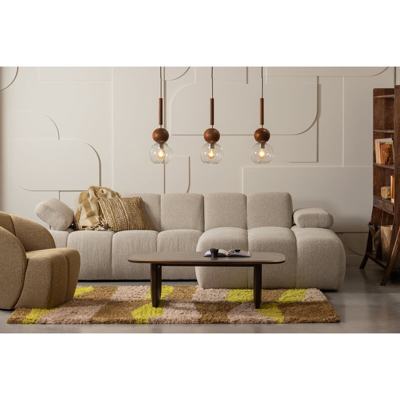 WOOOD-collectie Mojo Draaifauteuil Boucle Geel/Bruin Melange