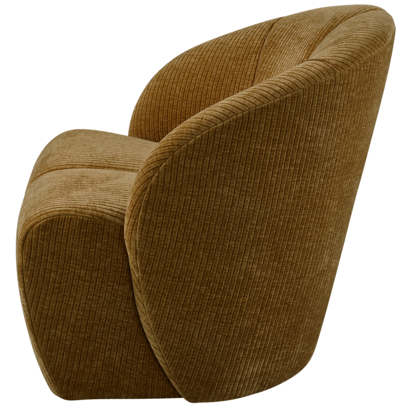 WOOOD-collectie Mojo Draaifauteuil Geweven Ribstof Honing Geel