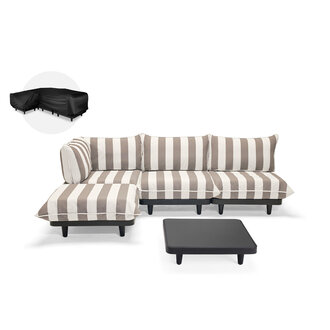 Fatboy Loungeset Paletti large Stripe Cacao Left  incl. tafel antraciet