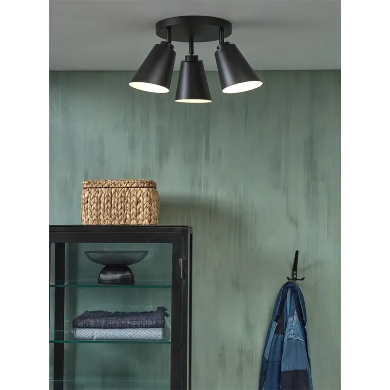it's about RoMi-collectie Ceiling lamp iron Bremen 3-shade round dia.32x25cm/shade 18x15cm - black
