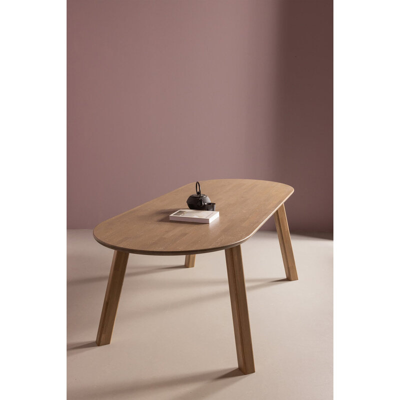 WOOOD-collectie Tablo Eettafel Ovaal Vl 220X90Cm Pebble Grey [Fsc]