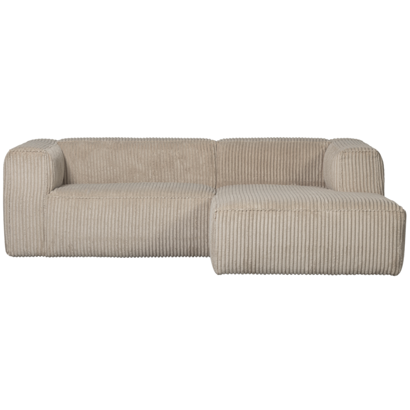 WOOOD-collectie Bean Chaise Longue Rechts Grove Ribstof Travertin