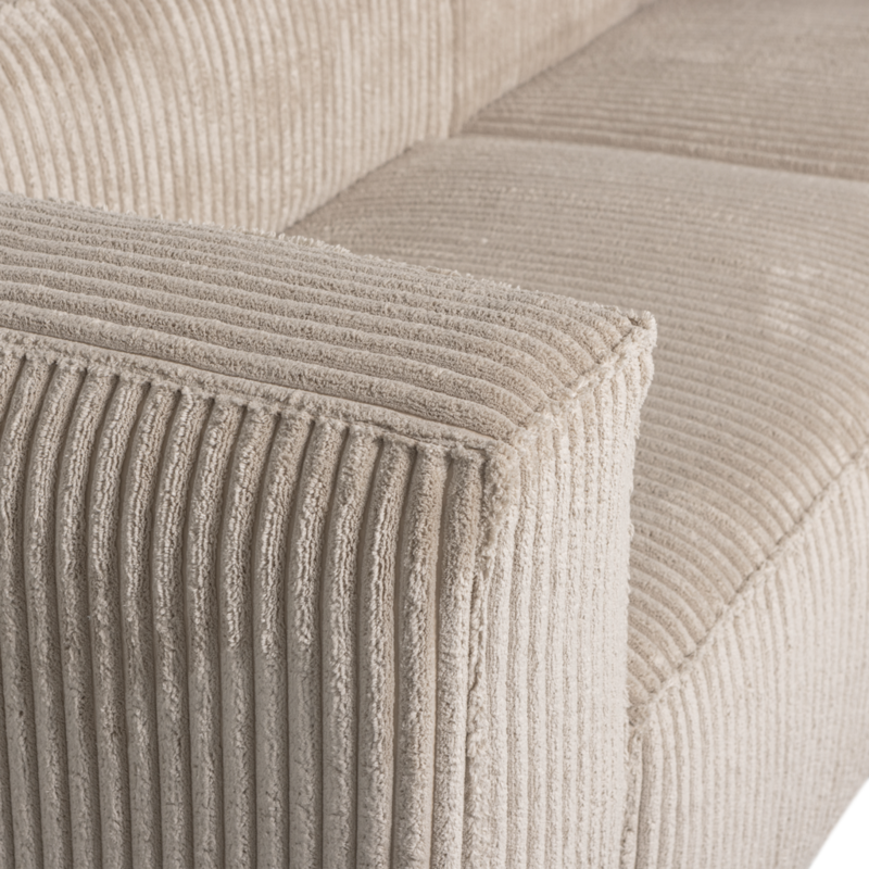 WOOOD-collectie Bean Chaise Longue Rechts Grove Ribstof Travertin