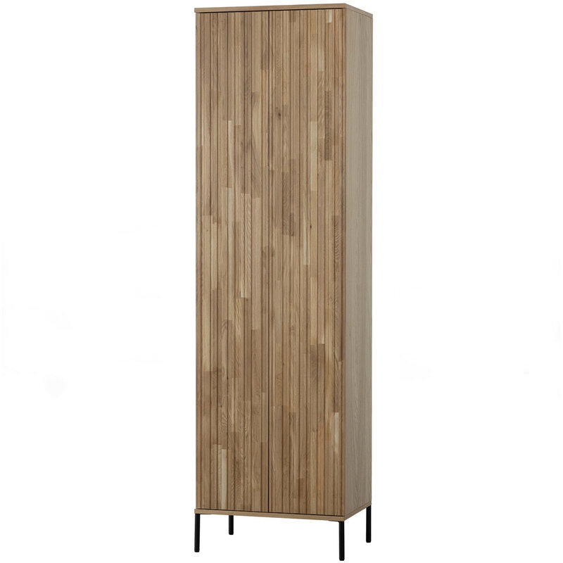 WOOOD-collectie New Gravure Hoge Kast Met Lade Eiken Blanke Lak [Fsc]