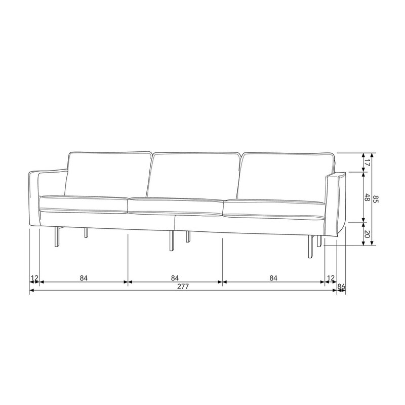WOOOD-collectie Rodeo 3 Seater Velvet Blue