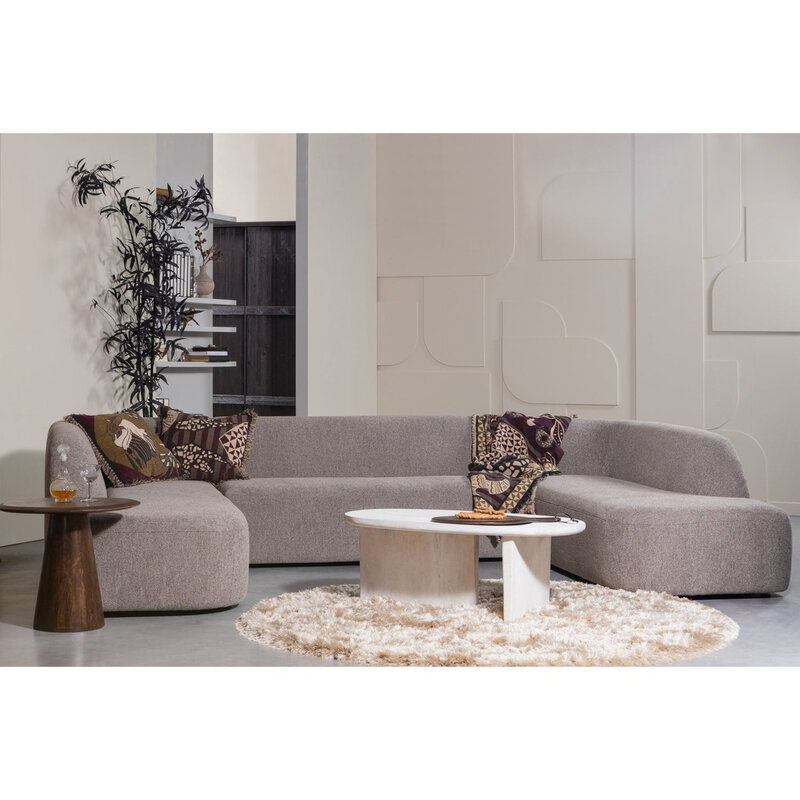 WOOOD-collectie Sloping U-Vorm Bank Grijs Melange