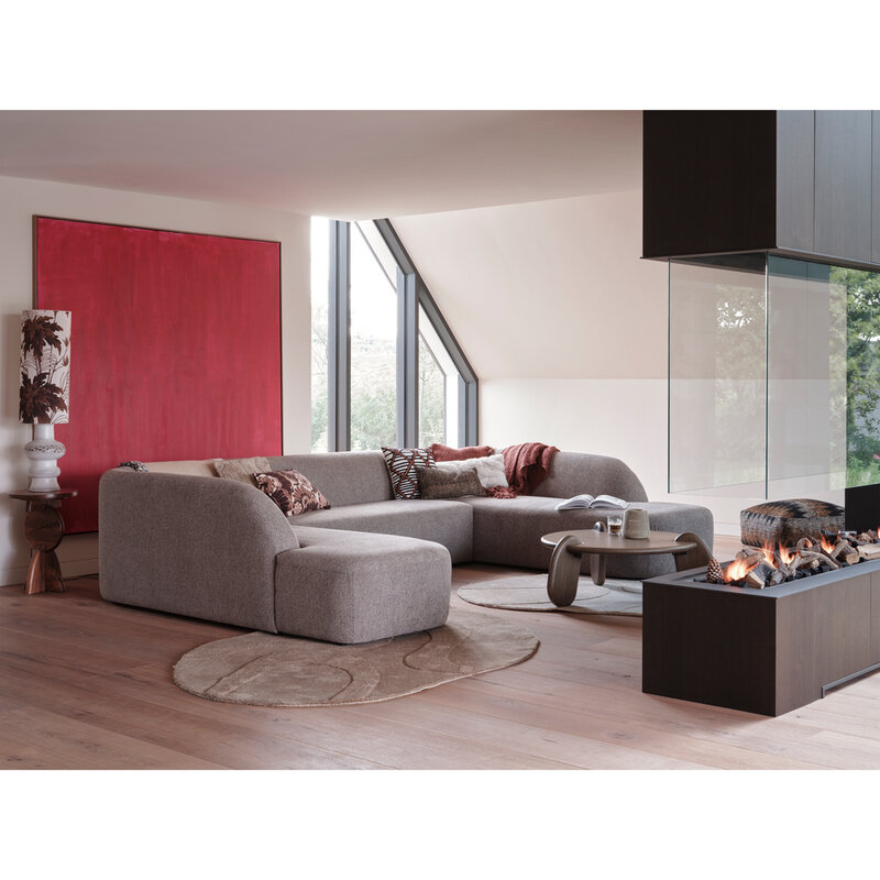 WOOOD-collectie Sloping U-Vorm Bank Grijs Melange