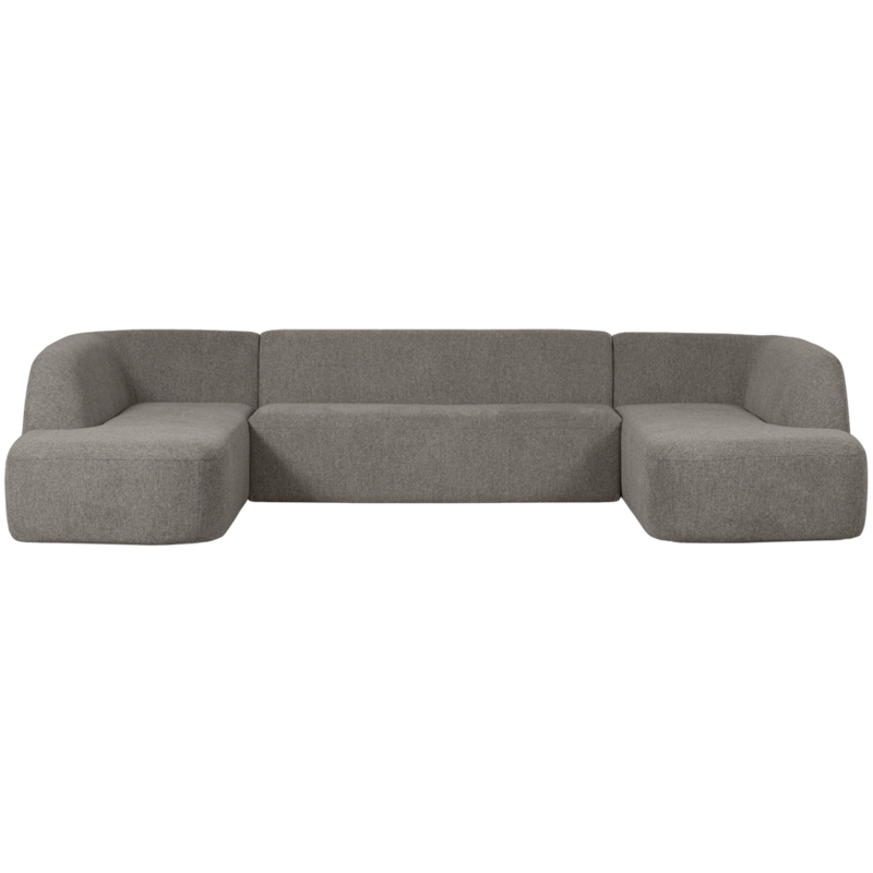 WOOOD-collectie Sloping U-Vorm Bank Grijs Melange