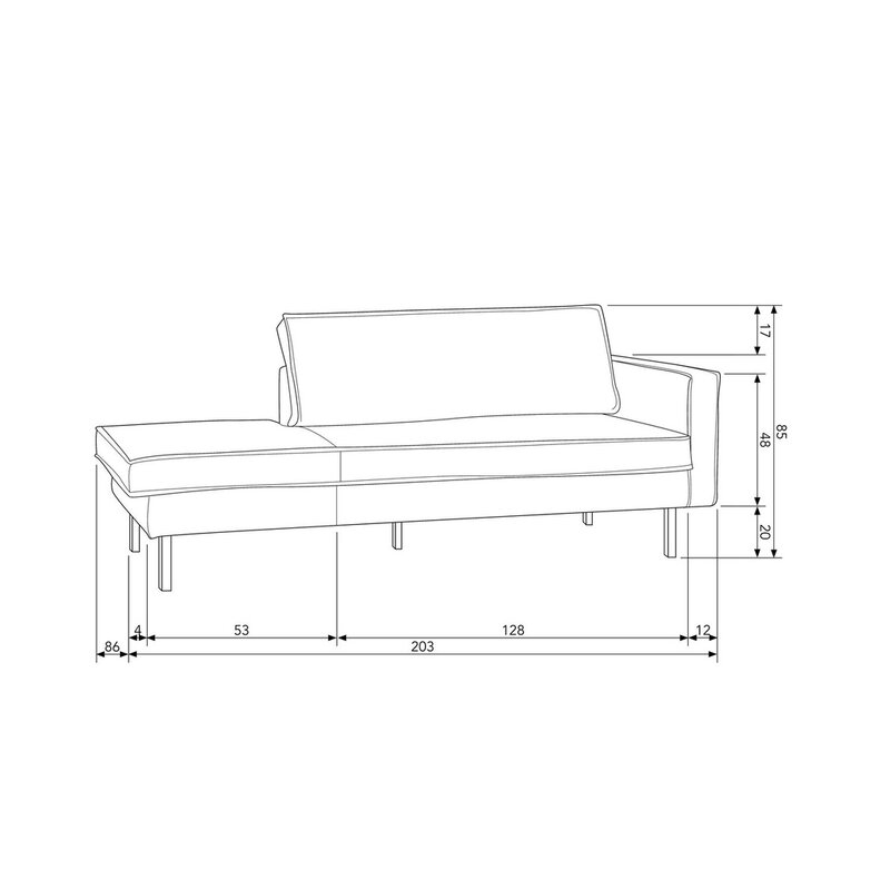 WOOOD-collectie Rodeo Daybed Right Velvet Honing Geel