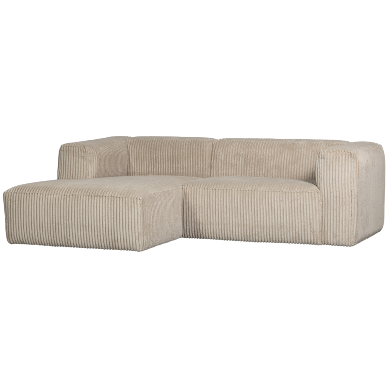 WOOOD-collectie Bean Chaise Longue Links Grove Ribstof Travertin