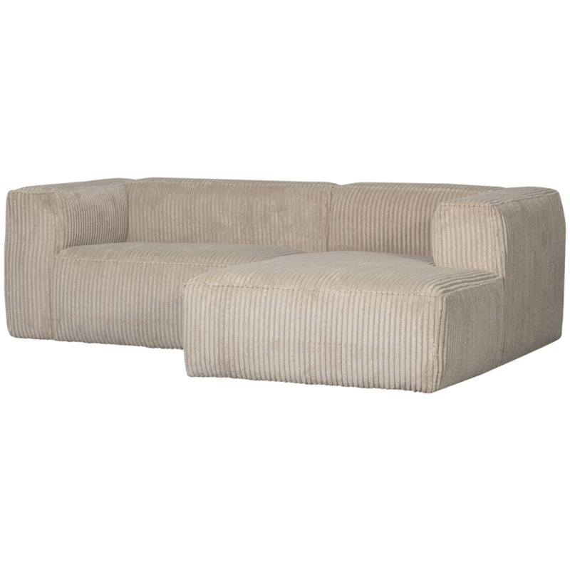 WOOOD-collectie Bean Chaise Longue Rechts Grove Ribstof Travertin