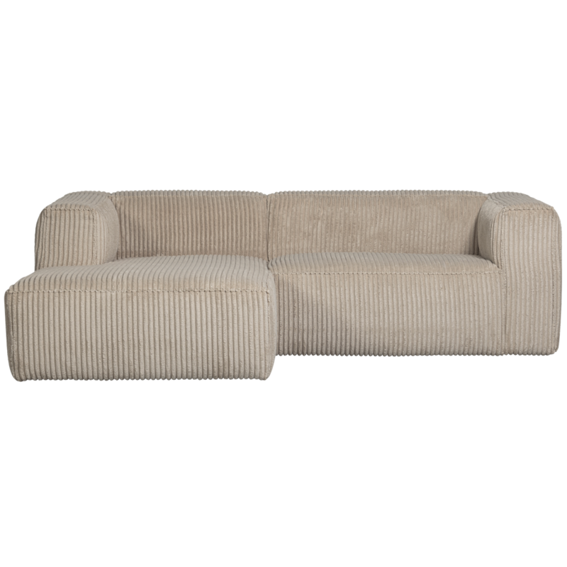WOOOD-collectie Bean Chaise Longue Links Grove Ribstof Travertin