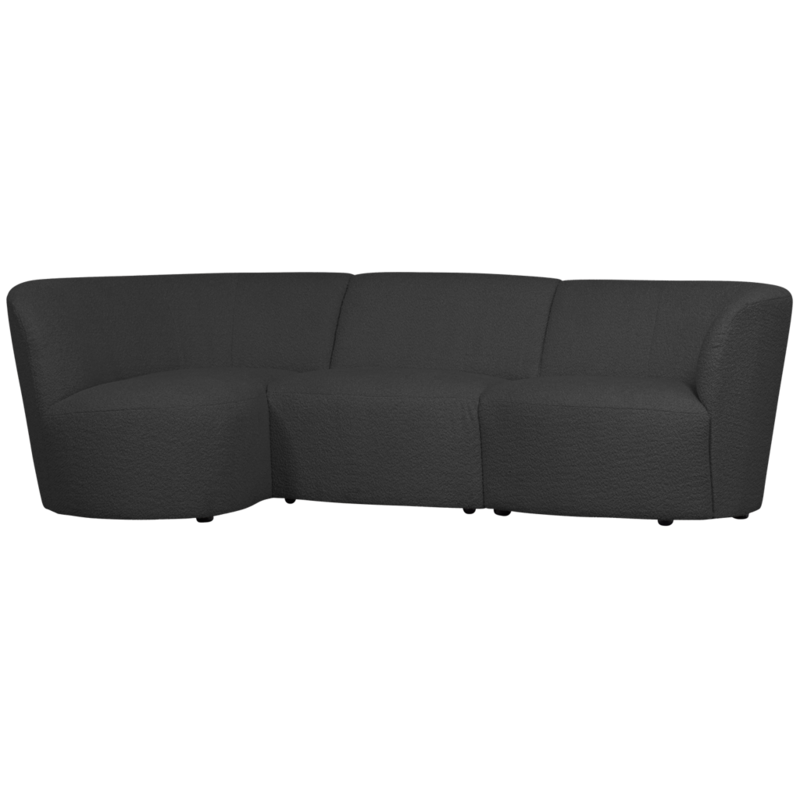 WOOOD-collectie Coco 3-Seater Rounded Left Boucle Dark Grey