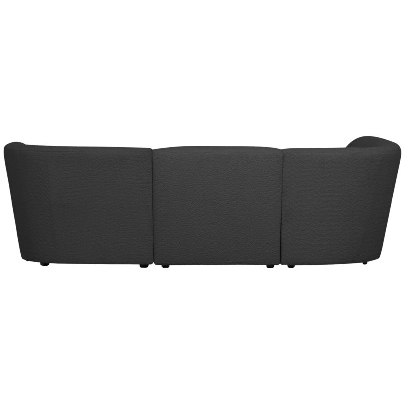 WOOOD-collectie Coco 3-Seater Rounded Left Boucle Dark Grey