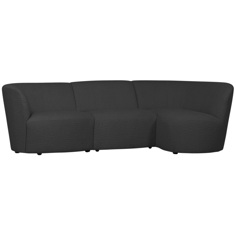 WOOOD-collectie Coco 3-Zits Ronding Rechts Boucle Donkergrijs