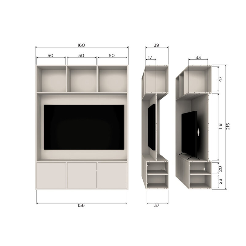 WOOOD-collectie MEGGY TV OPBERGKAST 160CM GRENEN DUST [fsc]