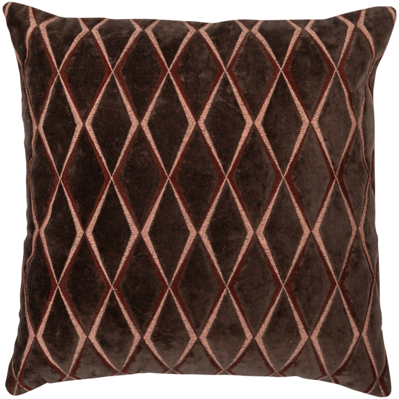 WOOOD-collectie Aziz Kussens Velvet Bruin/Naturel - Set Van 3