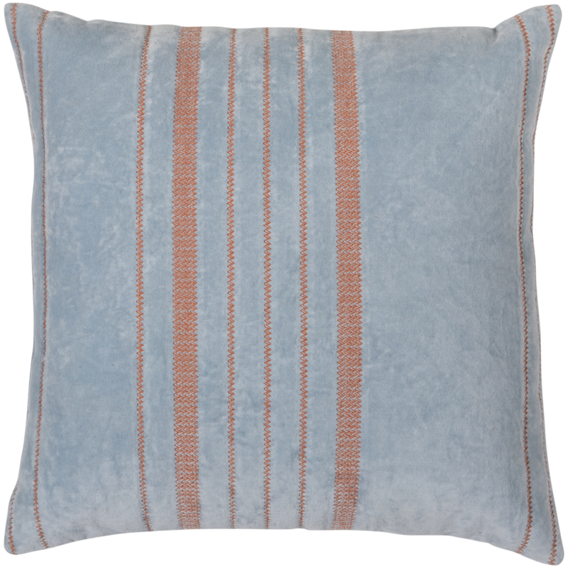 WOOOD-collectie Laon Kussens Velvet Naturel/Blauw - Set Van 3