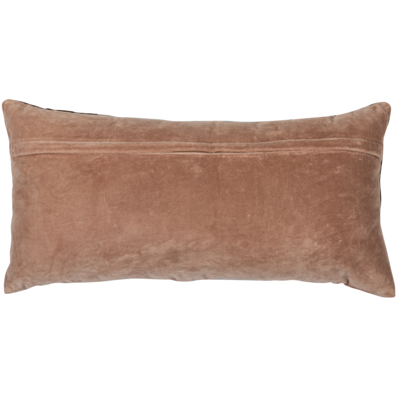 WOOOD-collectie Laon Kussens Velvet Naturel/Blauw - Set Van 3