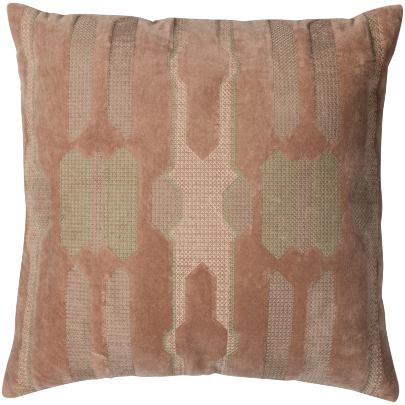 WOOOD-collectie Feis Kussens Velvet Roze/Naturel - Set Van 3