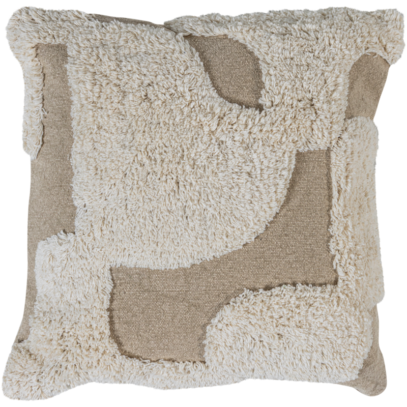 WOOOD-collectie FAYDEN KUSSENS CHENILLE BRUIN/NATUREL - SET VAN 3