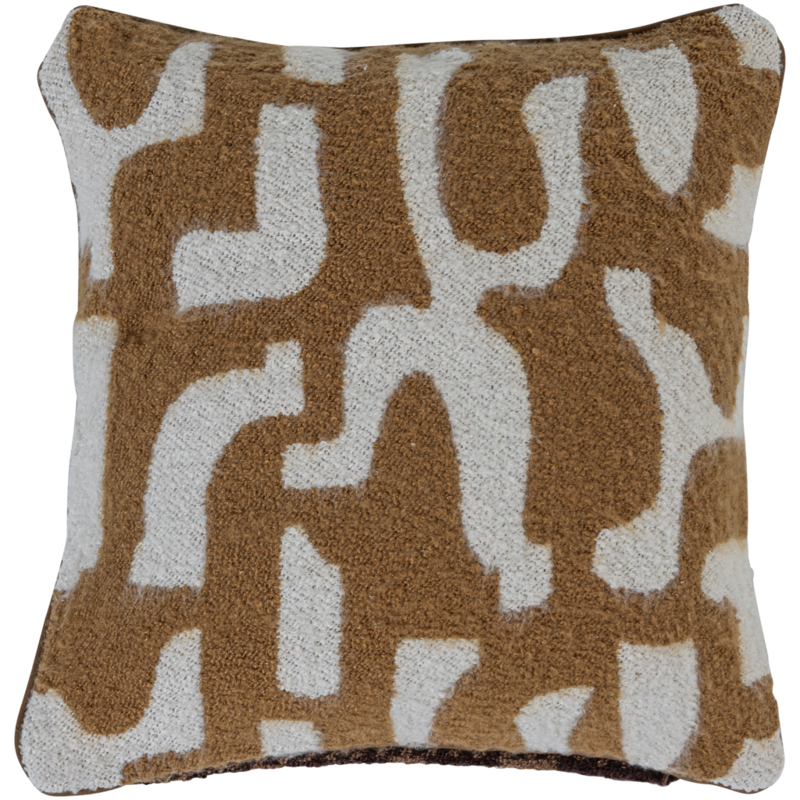 WOOOD-collectie FAYDEN KUSSENS CHENILLE BRUIN/NATUREL - SET VAN 3