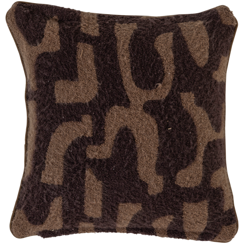 WOOOD-collectie FAYDEN KUSSENS CHENILLE BRUIN/NATUREL - SET VAN 3