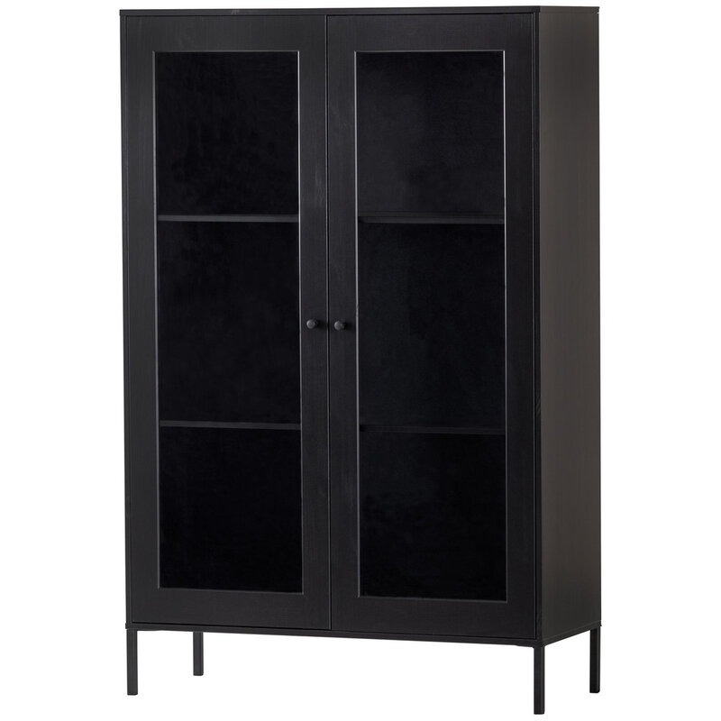 WOOOD-collectie Xam Vitrinekast Grenen Zwart [Fsc]
