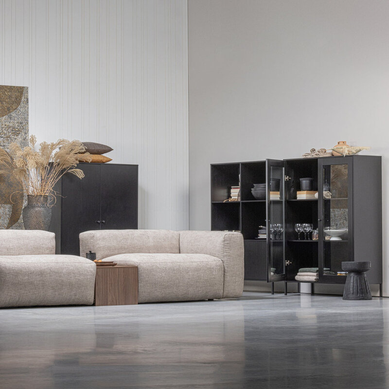 WOOOD-collectie Xam Vitrinekast Grenen Zwart [Fsc]