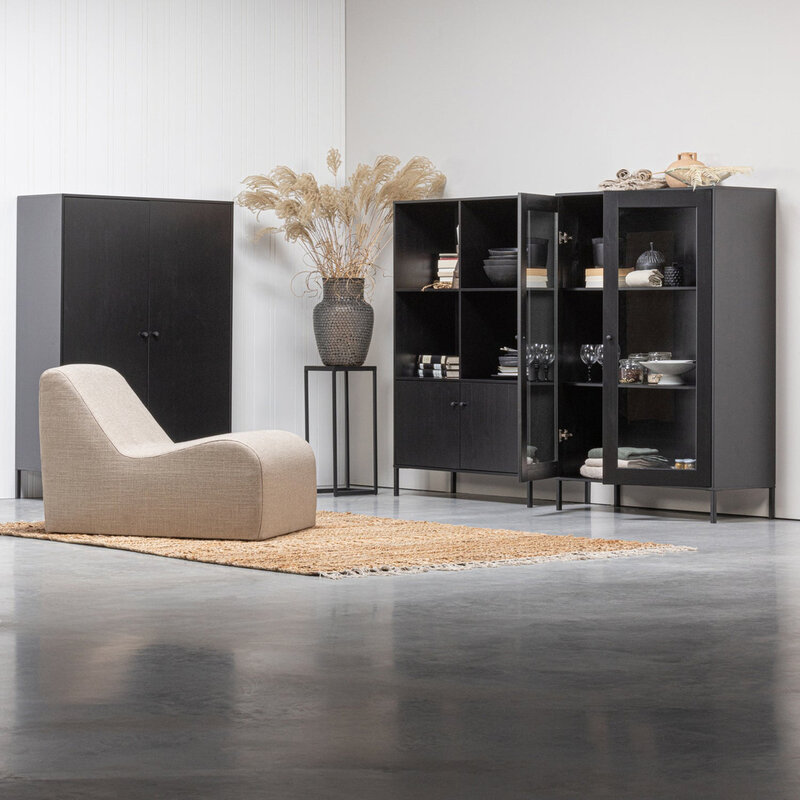 WOOOD-collectie Xam Vitrinekast Grenen Zwart [Fsc]