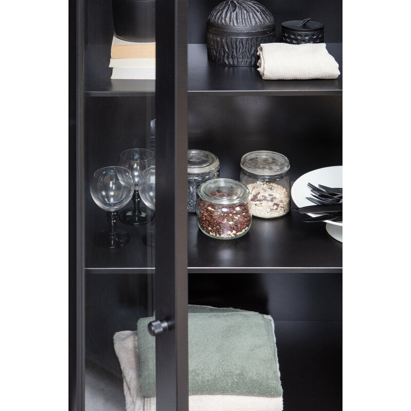WOOOD-collectie Xam Vitrinekast Grenen Zwart [Fsc]