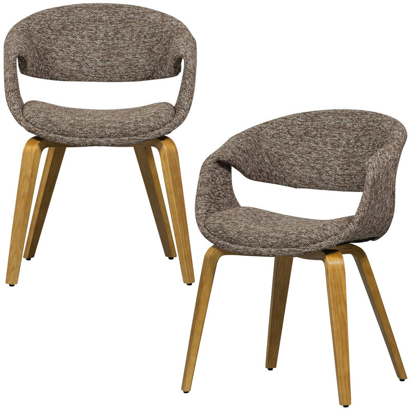 WOOOD-collectie Yossi Eetkamerstoel Met Houten Poot Bruin Naturel