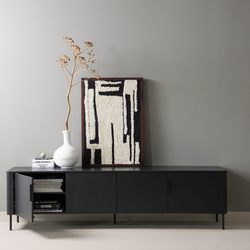 WOOOD-collectie Gunnar Tv Meubel 200 Cm Grenen Matzwart [Fsc]