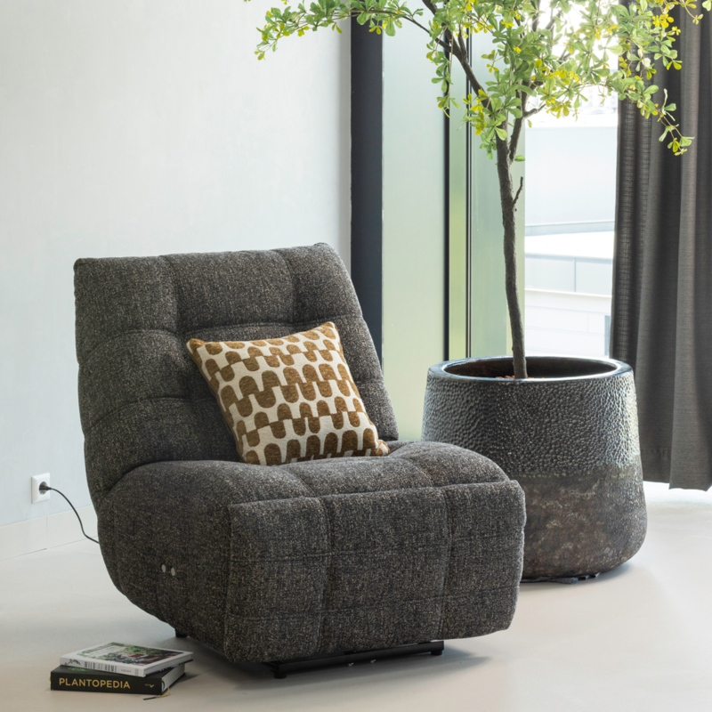 WOOOD-collectie Hein Relaxfauteuil Elektrisch Melange Antraciet/Bruin