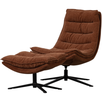 WOOOD Kube Draaifauteuil Met Hocker Bruin